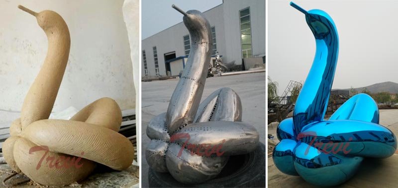 Jeff Koons balloon swan(blue) contemporary art stainless steel sculpture process