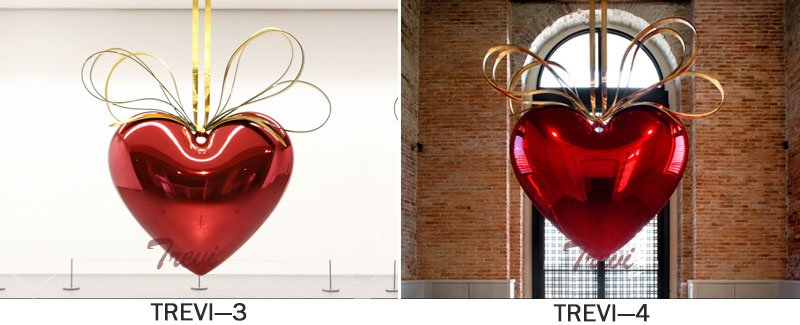 jeff koons artworks hanging heart sets stainless steel sculpture price