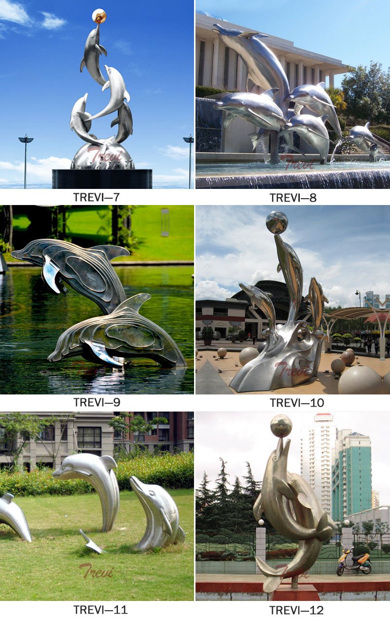 Contemporary art large garden stainless steel dolphin sculpture outdoor designs