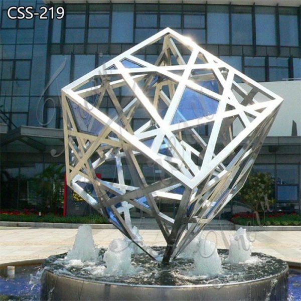 Outdoor Modern Metal Cube Garden Sculptures Stainless Steel Sculpture Factory CSS-219