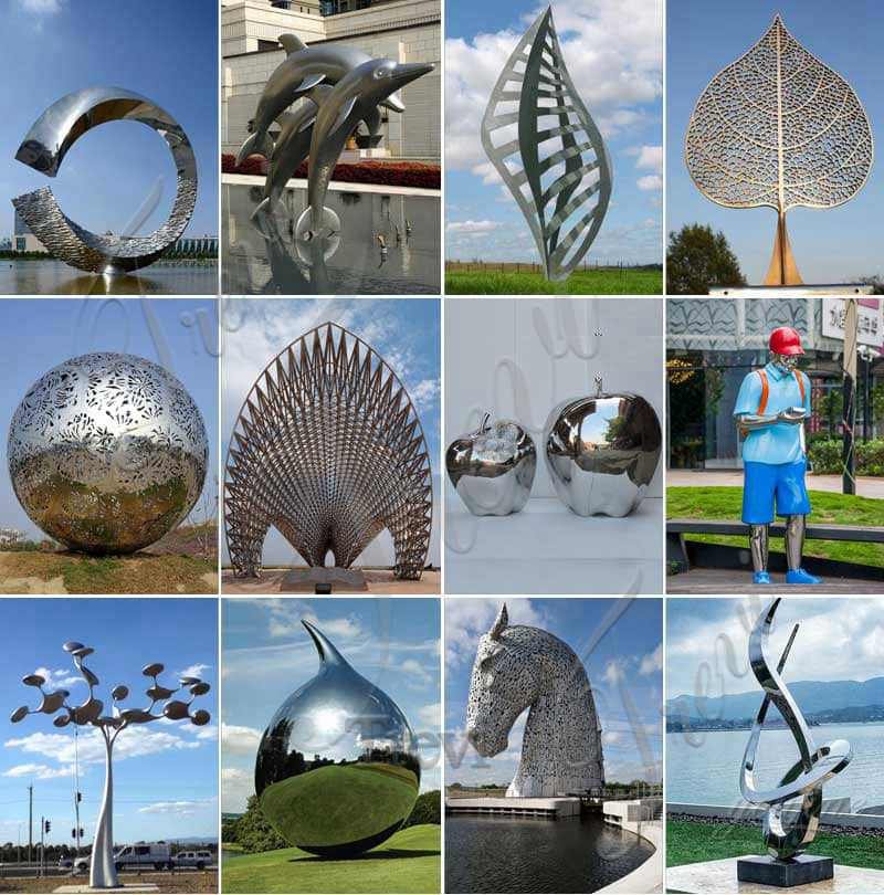 Abstract Stainless Steel Waves Sculpture Plaza Decor for Sale