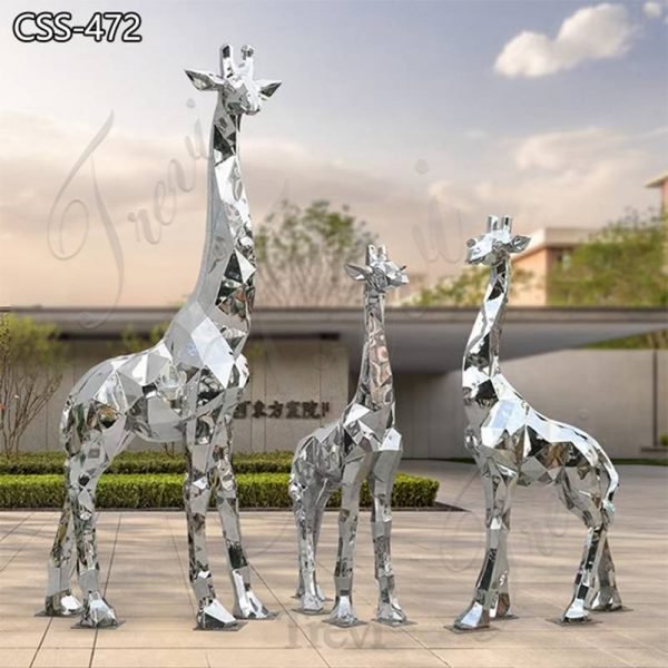 Life Size Metal Giraffe Family Sculpture Square Decor for Sale CSS-472