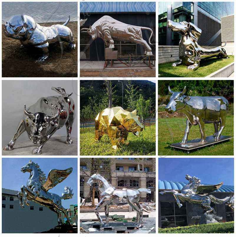 Stainless steel giraffe sculpture