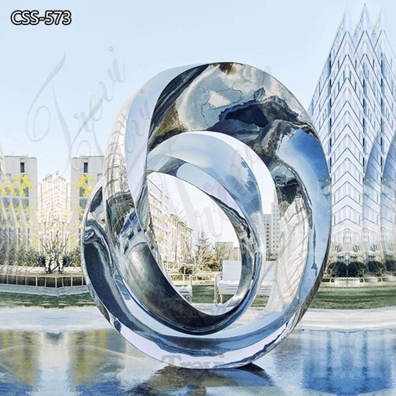 Polished Modern Metal Ring Sculpture Garden Decor for Sale CSS-573